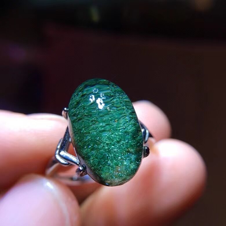 Genuíno natural verde fantasma quartzo grande anel oval ajustável 925 prata 15.1/9.4mm phantom jóias aaaaa