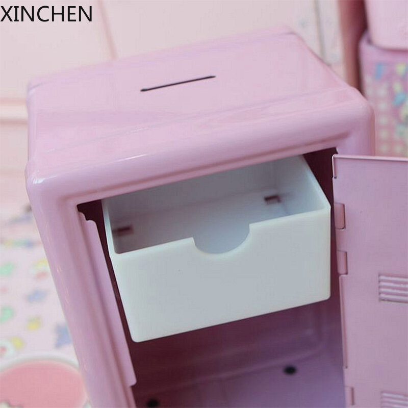 Ins cofre caixa organizador ferro rosa mesa decorativa piggy bank metal mini gabinete caixa de armazenamento de dinheiro kawaii caixa de armazenamento