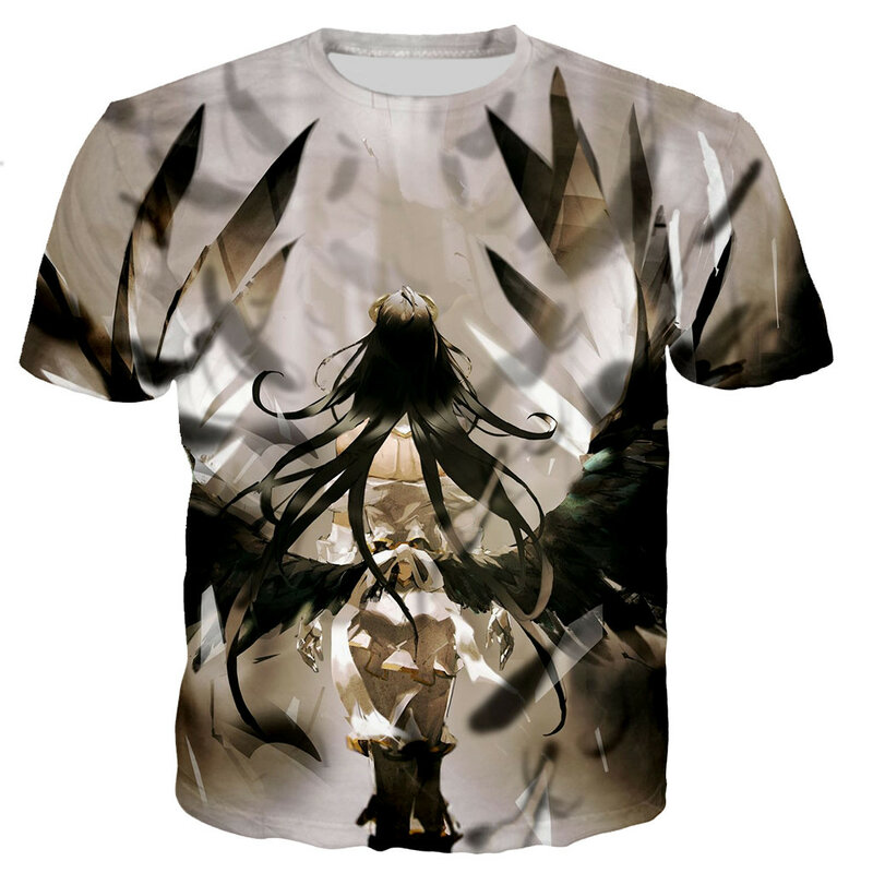 T-shirt manches courtes col rond unisexe, Streetwear classique, à la mode, Style Harajuku, Overlord Albedo imprimé en 3D, 2021