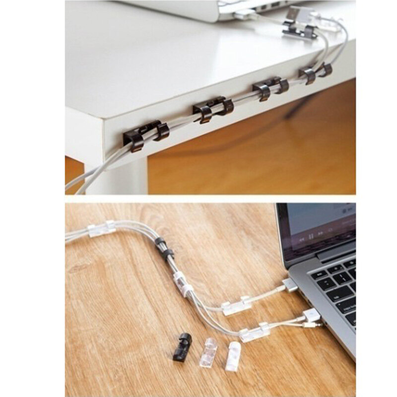 Clip de abrazadera de Cable autoadhesivo de 20 piezas, organizador de gestión de Cables, soporte para Cables de alimentación, líneas de carga, bobinador de Cables USB