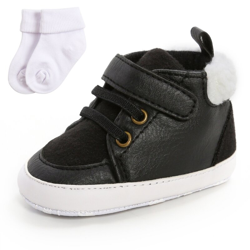 Zapatos antideslizantes de piel sintética para bebé recién nacido, zapatillas deportivas clásicas suaves, cálidas para invierno, de 0 a 18 meses