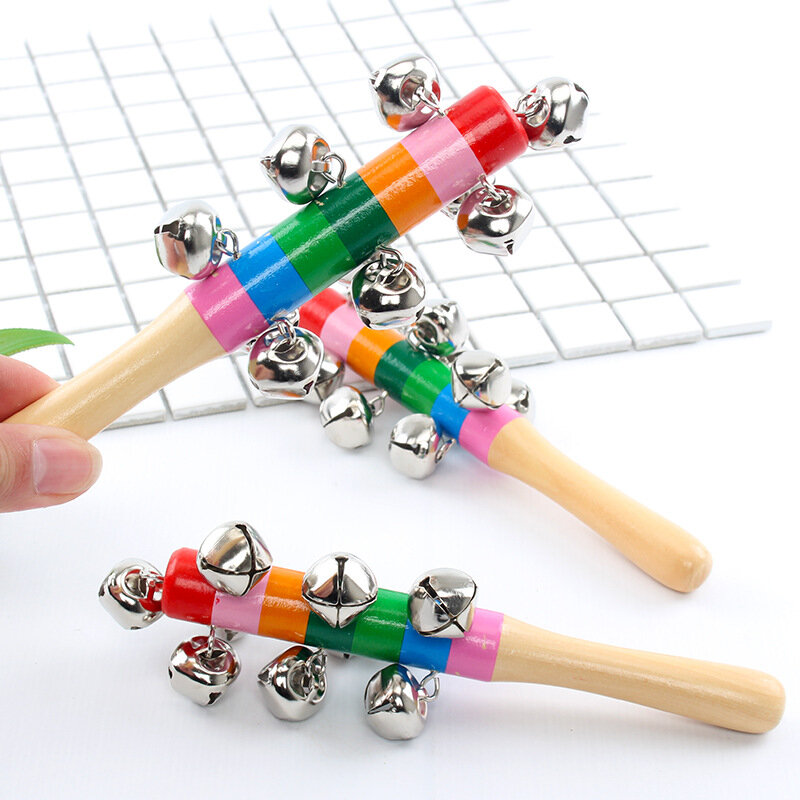 Sonaglio per bambini arcobaleno protezione ambientale in legno sonaglio neonati giocattolo musicale per bambini sonaglio in legno giocattoli educativi per bambini