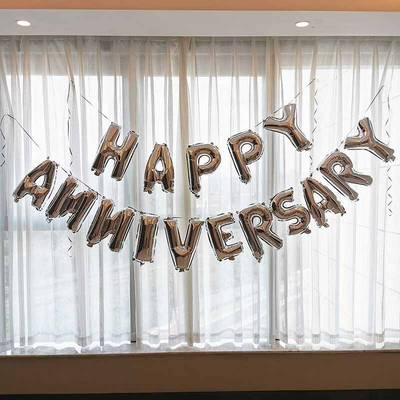 Happy Anniversary Balloons Decoration Rose Gold Balloon compleanno Wedding Foil Balloons Set Party Banner forniture per bambini