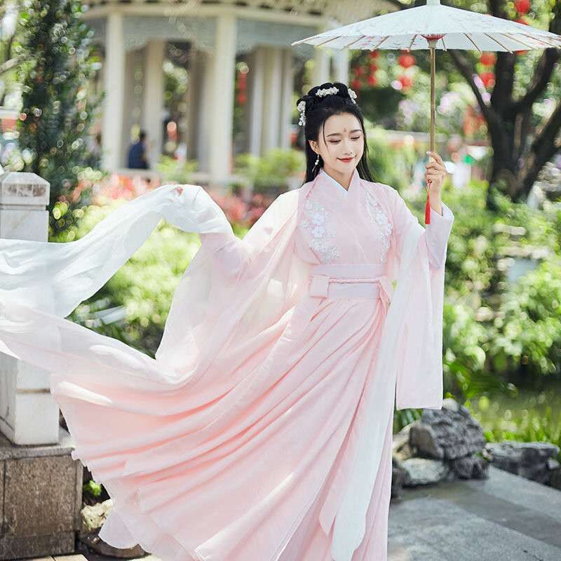 Chinesische Volkstanz Hanfu Tang-dynastie Prinzessin Cosplay Bühne Tragen Traditionellen Frauen Rosa Outfit Kostüm Fee Hanfu Kleid