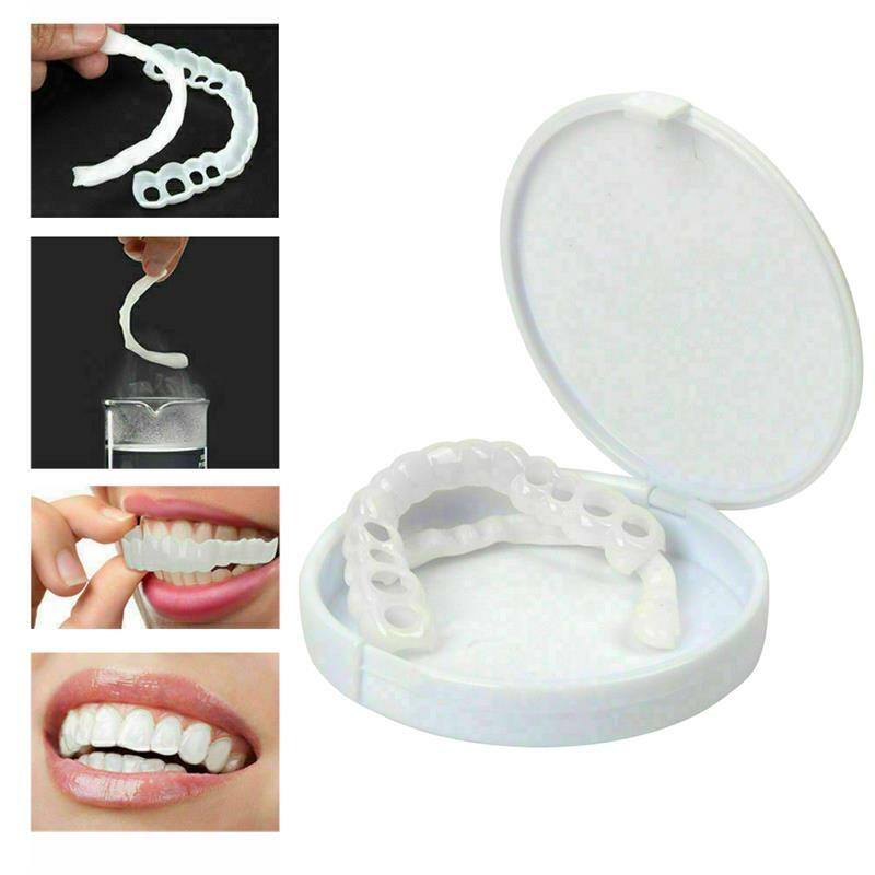 1 Pasang Veneer Senyum Sempurna Palsu Atas dan Bawah Nyaman Flex Gigi Pasta Gigi Palsu Alat Kawat Gigi Pemutih