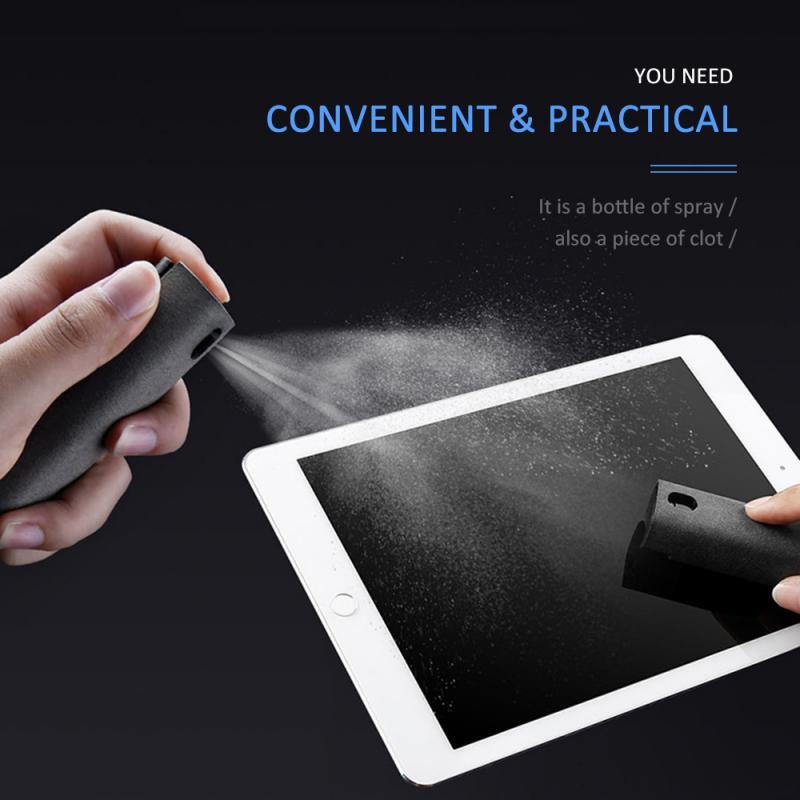 2 In 1 Phone Screen Cleaner Spray Computer Mobile Phone Screen Dust Removal Tool Microfiber Cloth Set Cleaning Artifact Newest
