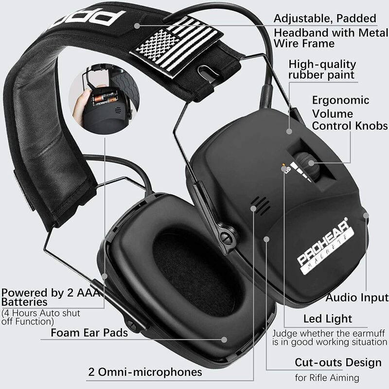 전술 사냥 귀마개, 전자 촬영, 청력 보호, 사냥용 헤드폰 보호, 음향 증폭 NRR22db