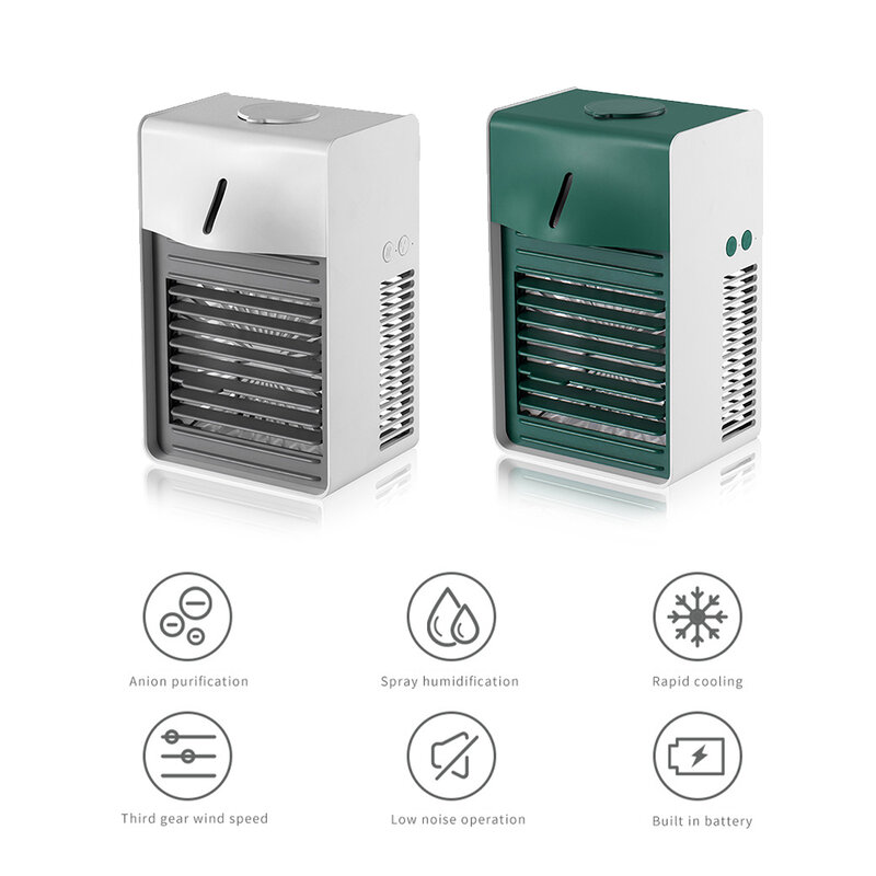 Summer Portable Mini Desktop Air Conditioner Humidifier and Purifier with Water Tank 3-Gear Air Cooling Fan for Home & Office