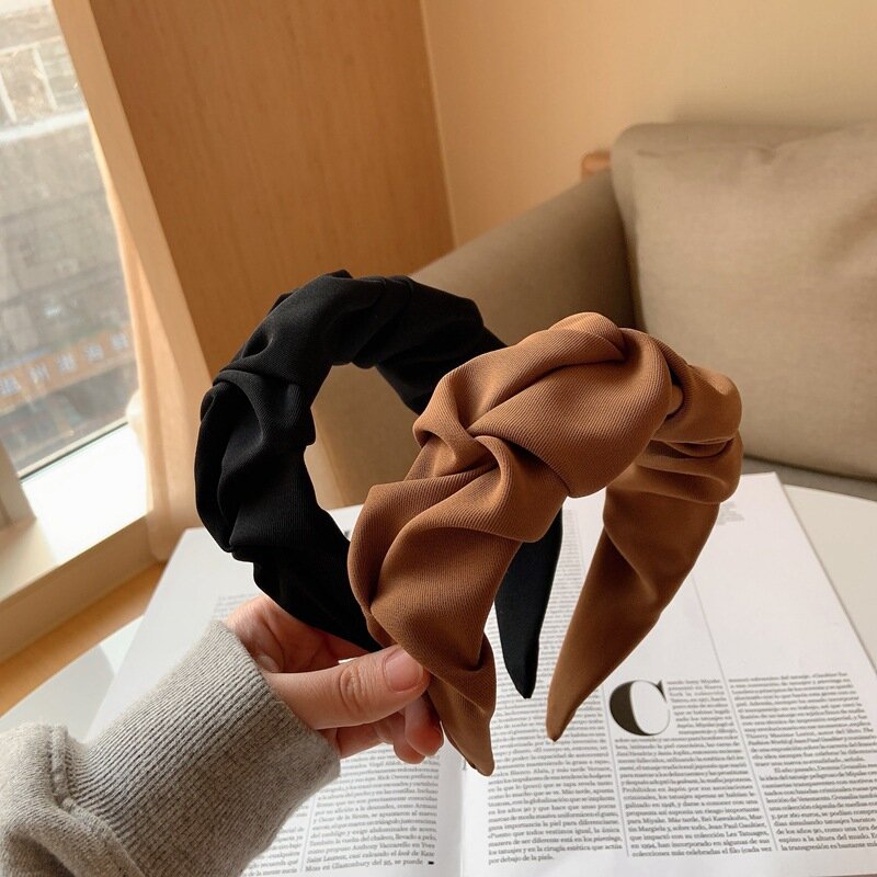 Fashion Hair Band Five Flower Solid Color Folds Pattern Hair Hoop Headbands Autumn Winter Retro Hair Accessories For Women