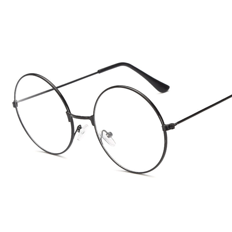 نظارات كلاسيكية ذات إطار معدني مع عدسات شفافة للنساء ، نظارات نسائية مع عدسات شفافة ، نظارات سوداء مستديرة كبيرة الحجم
