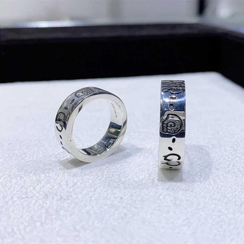 S925 스털링 실버 클래식 엘프 해골 커플 반지, 유령 패턴 연인 반지, 힙합 펑크 스타일 결혼 반지로 사용 가능