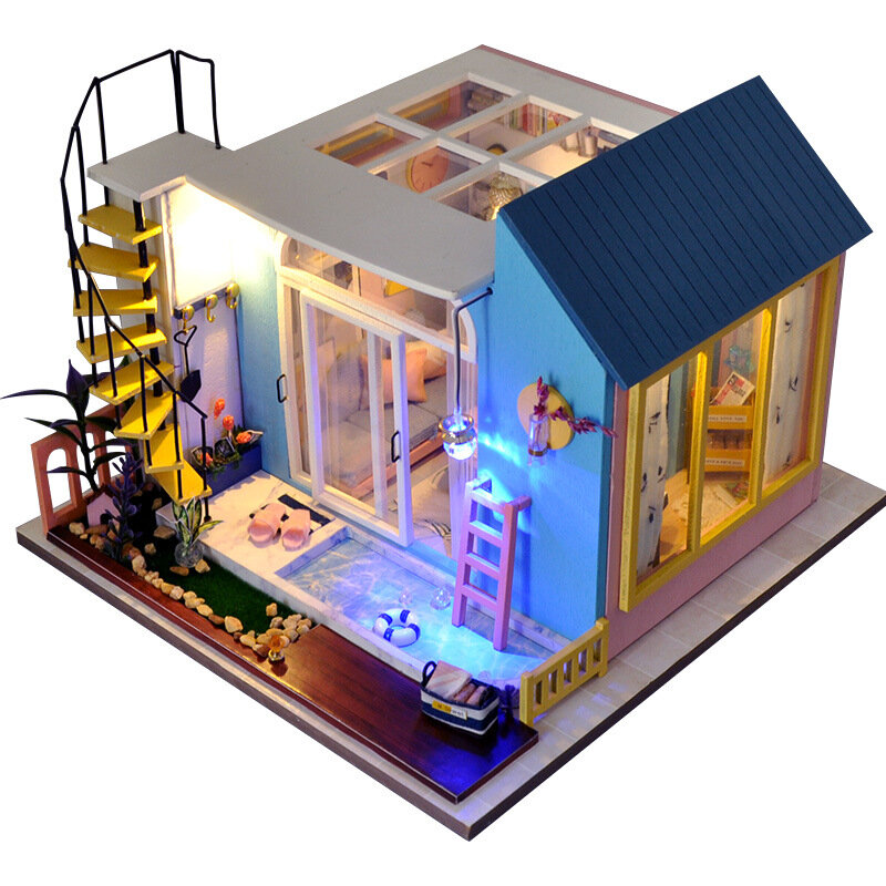 Diy Doll House Handmade House Model Warm And Fashionable Villa With Swimming Pool To Send Family Love And Creative Gift Of Love