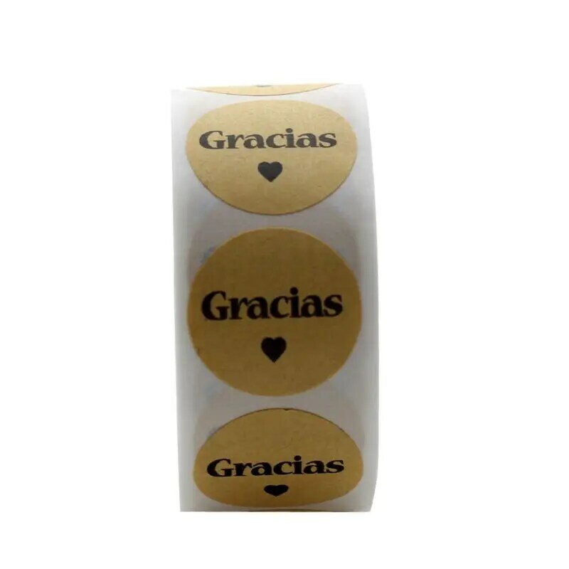500 sztuk Kraft Gracias hiszpańskie etykiety dziękuję naklejki koperta pakiet pieczęć