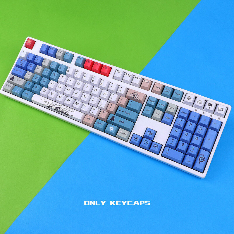 Pbt keycap 108 chave oem contorno corante-sub escalada tema keycap é adequado para teclado mecânico annie pro 2/gk61