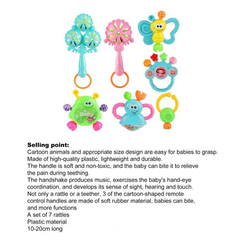 7ชิ้น/เซ็ตทารก Rattle Handbell สมูทการศึกษา Bee Design เด็ก Teething แหวนสำหรับเด็ก
