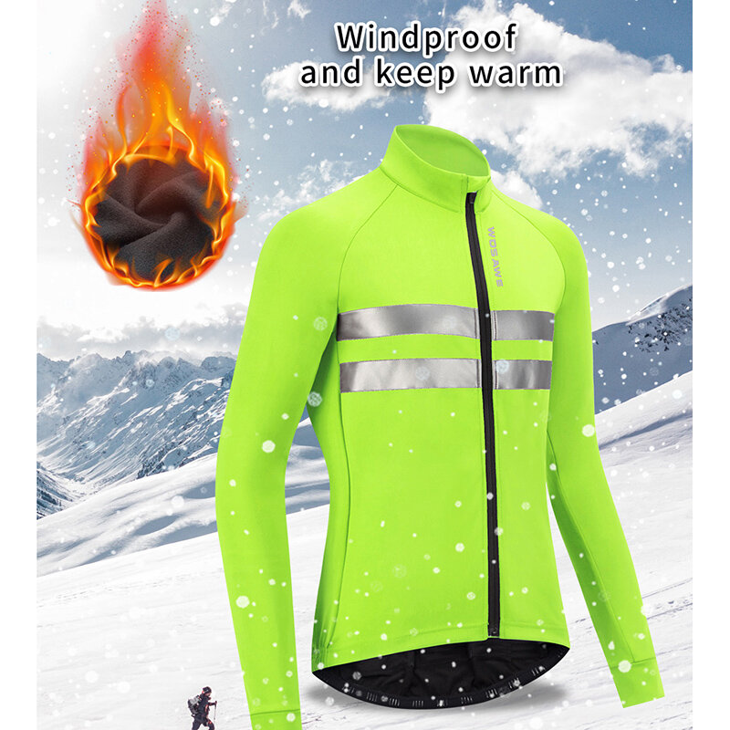 WOSAWE-Chaqueta de ciclismo para hombre, cortavientos de lana a prueba de viento, cálida, para bicicleta de montaña, esquí, M-3XL