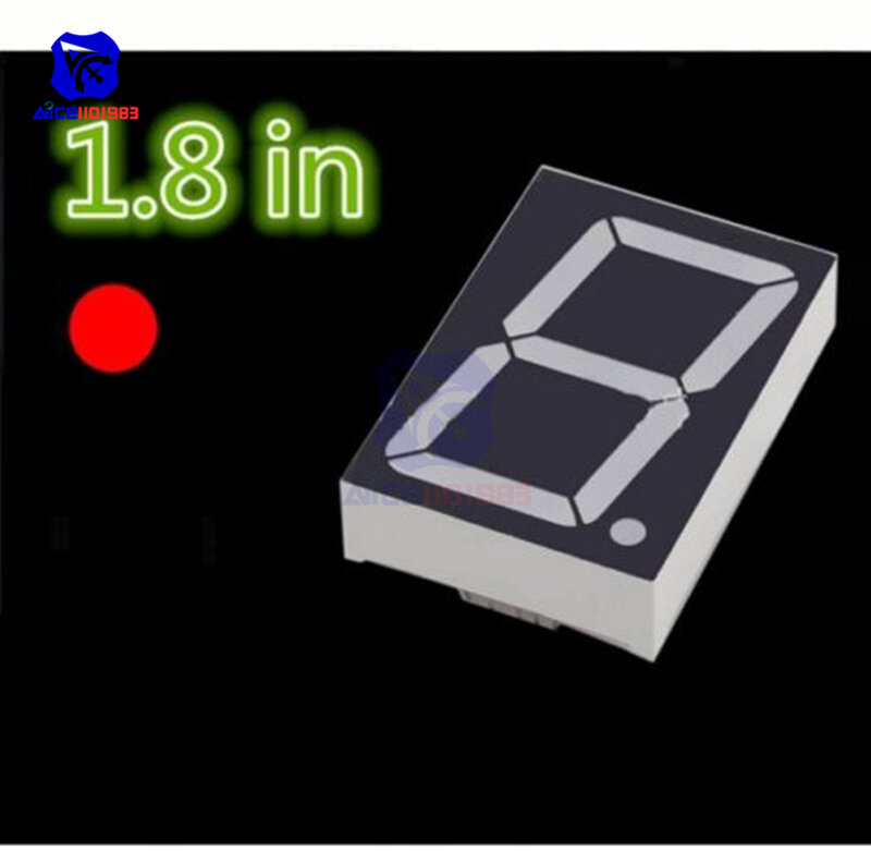 Светодиодный модуль diymore, цифровая трубка с общим катодом, 10 контактов, 1 бит, 7 сегментов, 2,2x1,5x0,43 дюйма, Красный светодиодный дисплей 1,8 дюйма