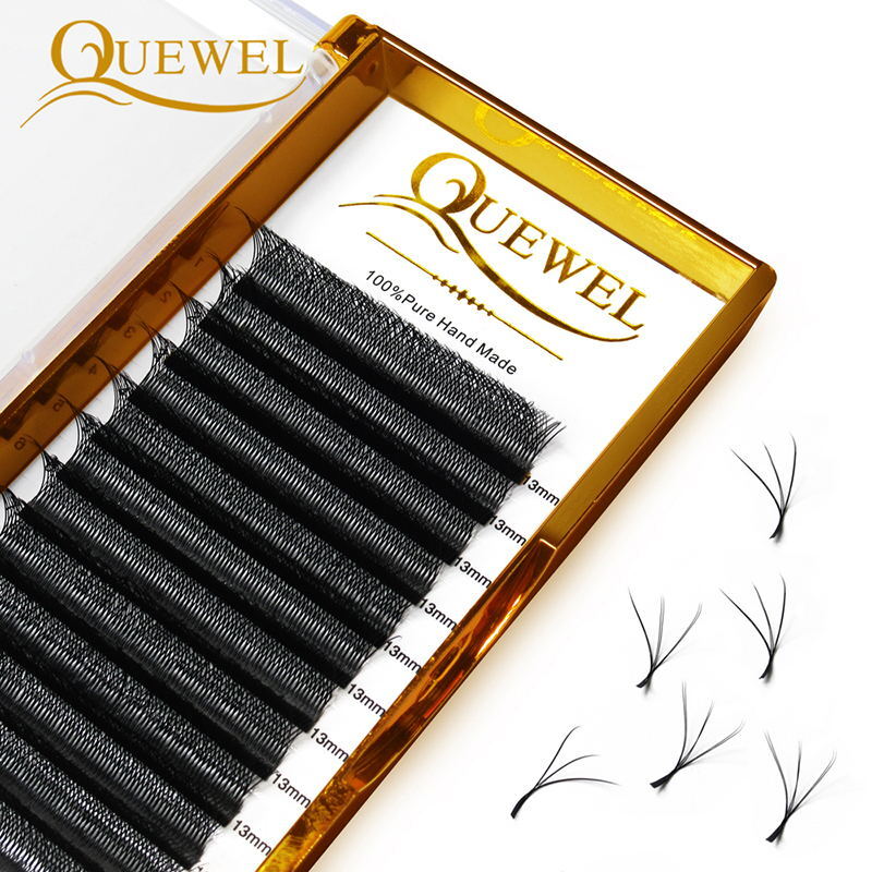 Quewel – Extensions de cils en forme de W, Volume individuel, Double pointe, Fans de boucles C/D, nouvel outil de maquillage