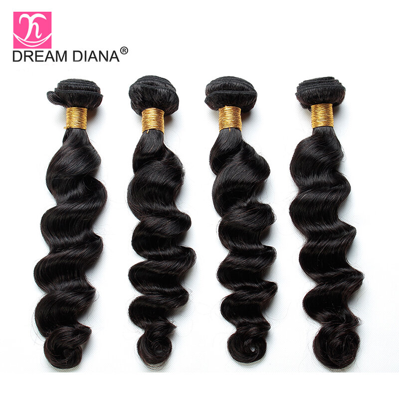 DreamDiana – lot de 3 Extensions de cheveux malaisiens 100% naturels Remy ondulés, racines foncées, 1B430