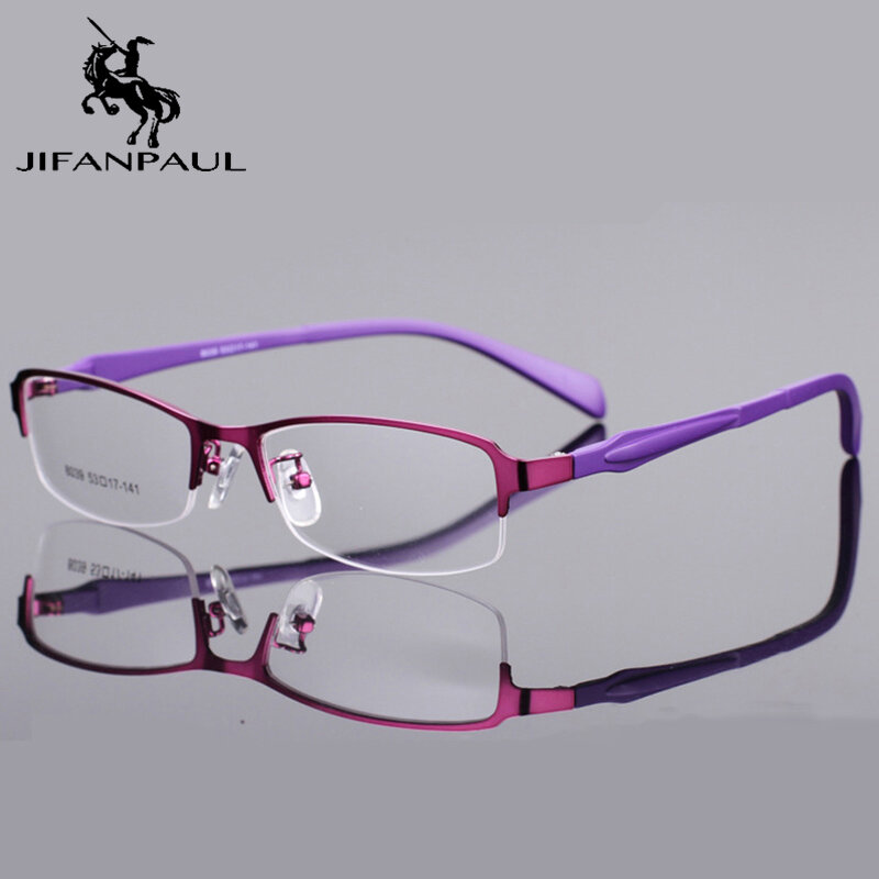 Jifanpaul armação de óculos unissex, armação de liga, sem moldura, meia armação, frete grátis
