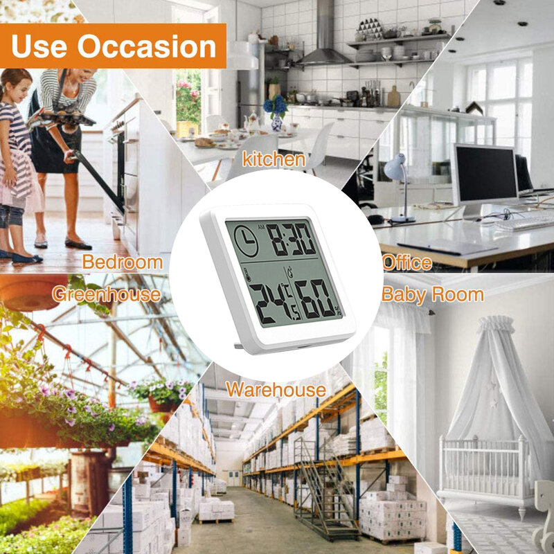 Thermomètre numérique électronique multifonction, hygromètre, horloge, température et humidité, Station météo intérieure et extérieure