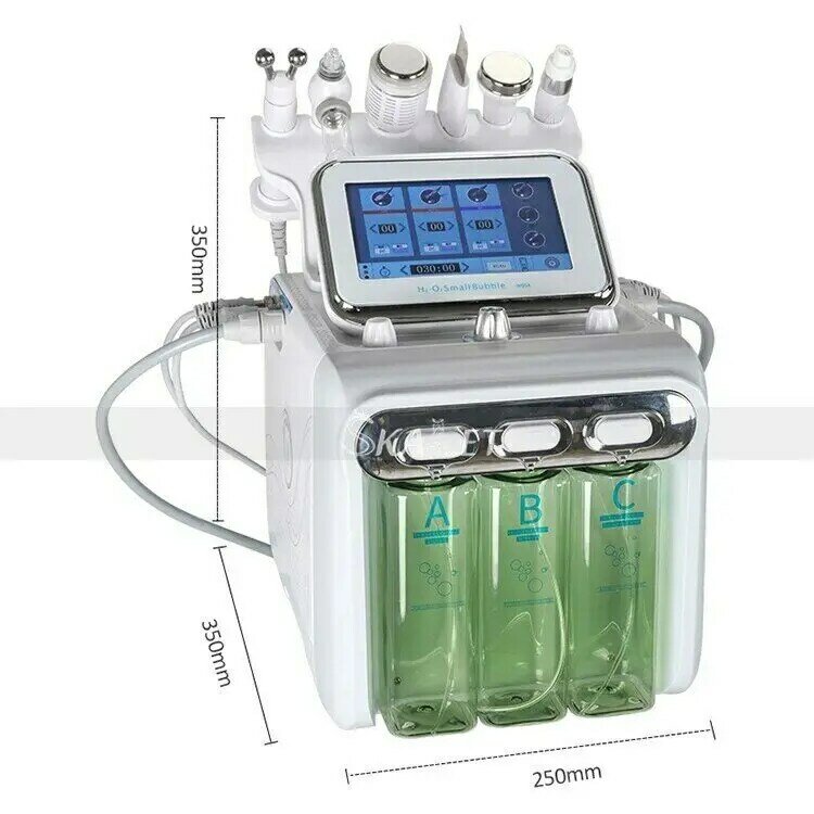 6 In 1 Hydra Dermabrasion BIO Light RF Vacuum Face Pore Cleaning Skin Care Water Oxygen Jet Peel Machine
