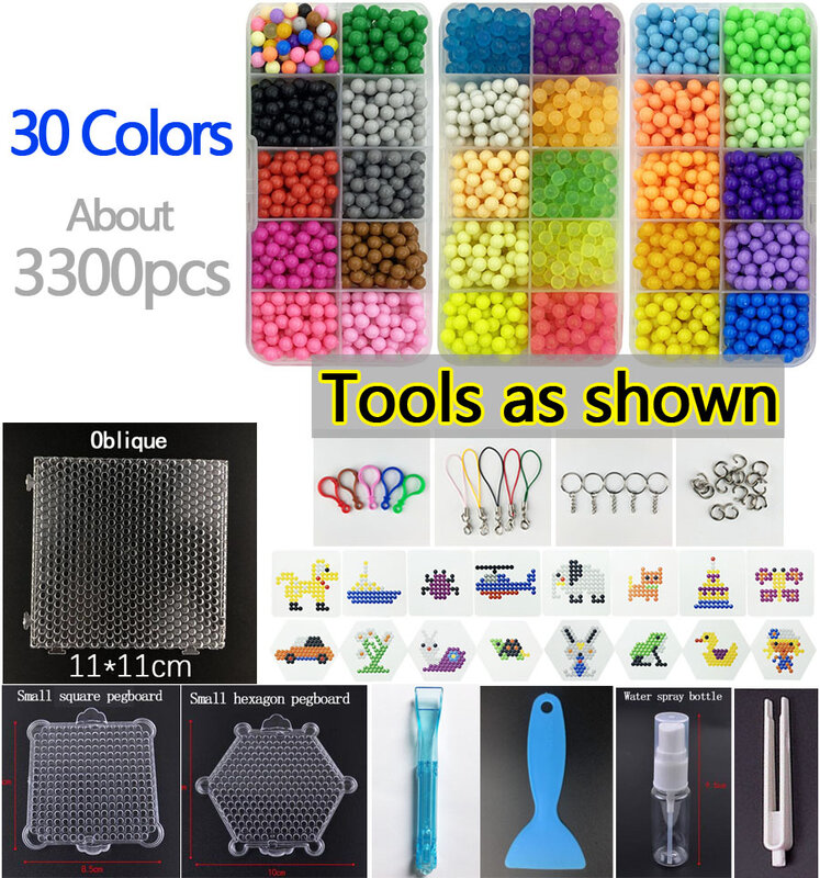 Hama Beads Puzzle Aqua magic beads Kits DIY Water Spray Beads Set Games 3D Handmade Perler perlen Toys for Boy girls Children