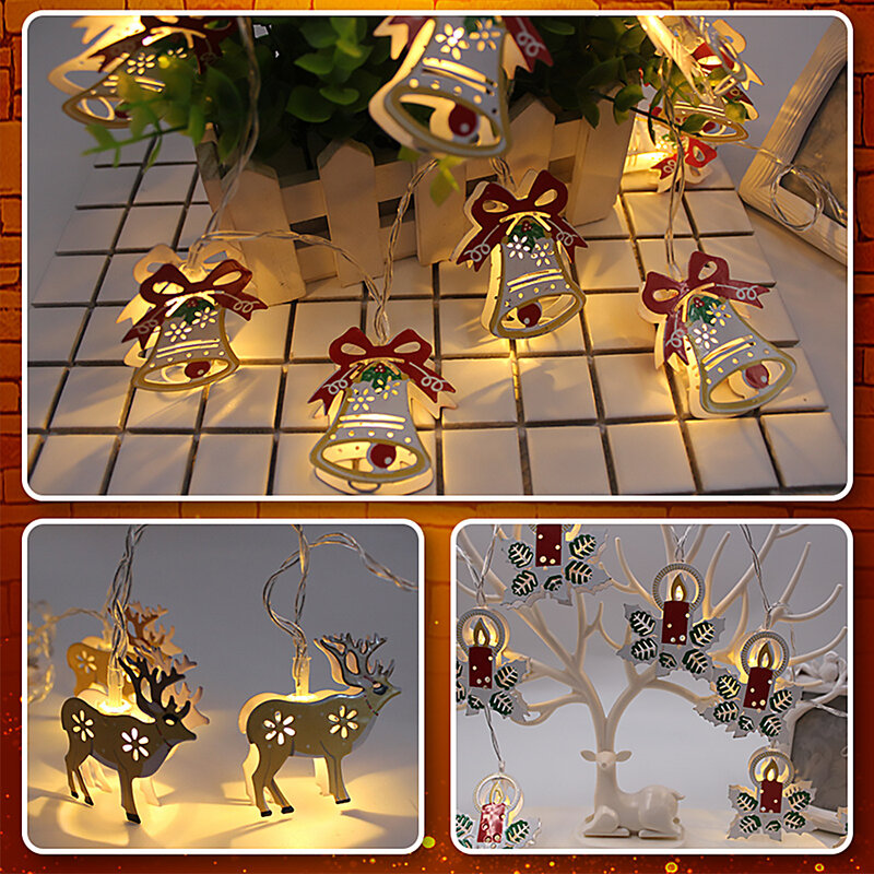 Chrsitmas装飾2021 chrsitmas雪だるまヘラジカベルキャンドルledライトストリングフェスティバルパーティー家の装飾クリスマスツリーの装飾品