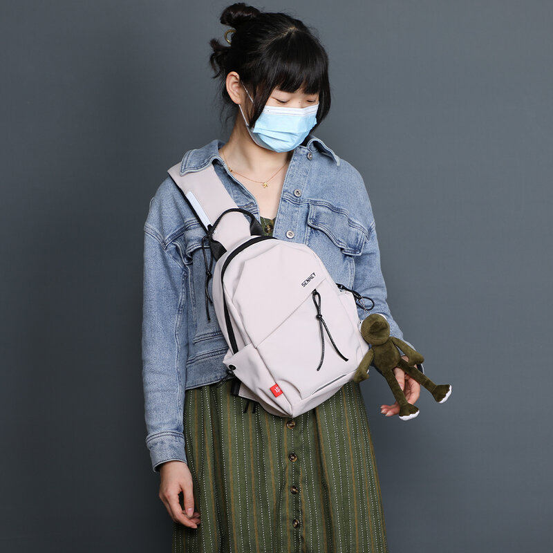Senkeystyle mochila de ombro feminina, mochila de peito com alça, transversal do corpo, de náilon casual ou par de bolsas, da moda, 2021