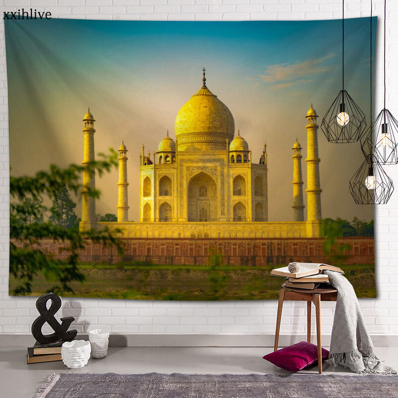 Arazzo personalizzato bellissimo Taj Mahal stampato grandi arazzi da parete Hippie appeso a parete Bohemian Wall Art Decoration Room Decor