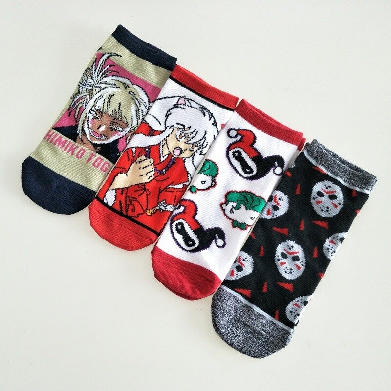 Socken Frauen Inuyasha Frau Socke Cartoon Anime Baumwolle Spaß Kurze Nette Kawaii Art Glücklich Streetwear Fashion Casual Femme Chaussettes