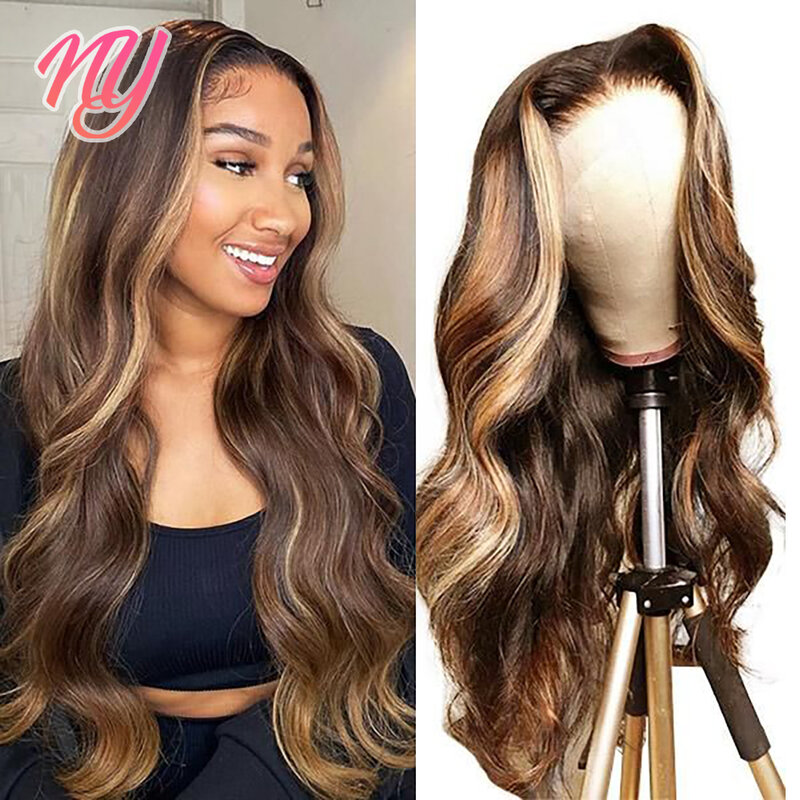 Highlight Wig Human Hair Brazilian Body Wave HD Lace Front Wig Highlight Wig Blonde Ombre 13x4 Lace Frontal Wig 4x4 Closure Wig
