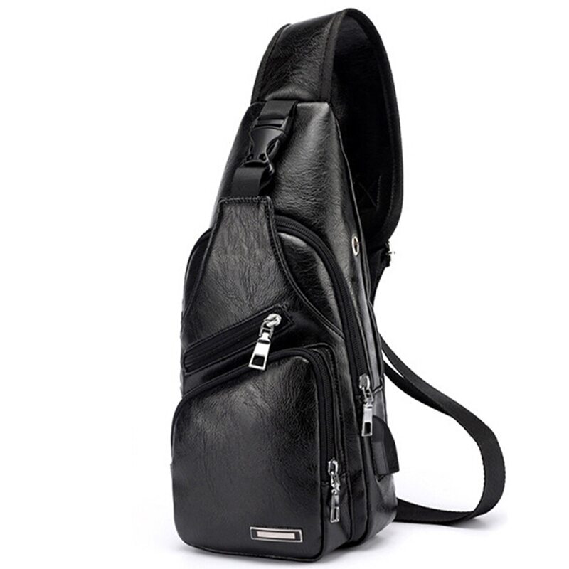2021 Men's USB Charging Bag Men's Chest Bag for Custom PU PVC Shoulder Bag Diagonal Package Messenger Travel Bag Cross Body Bags