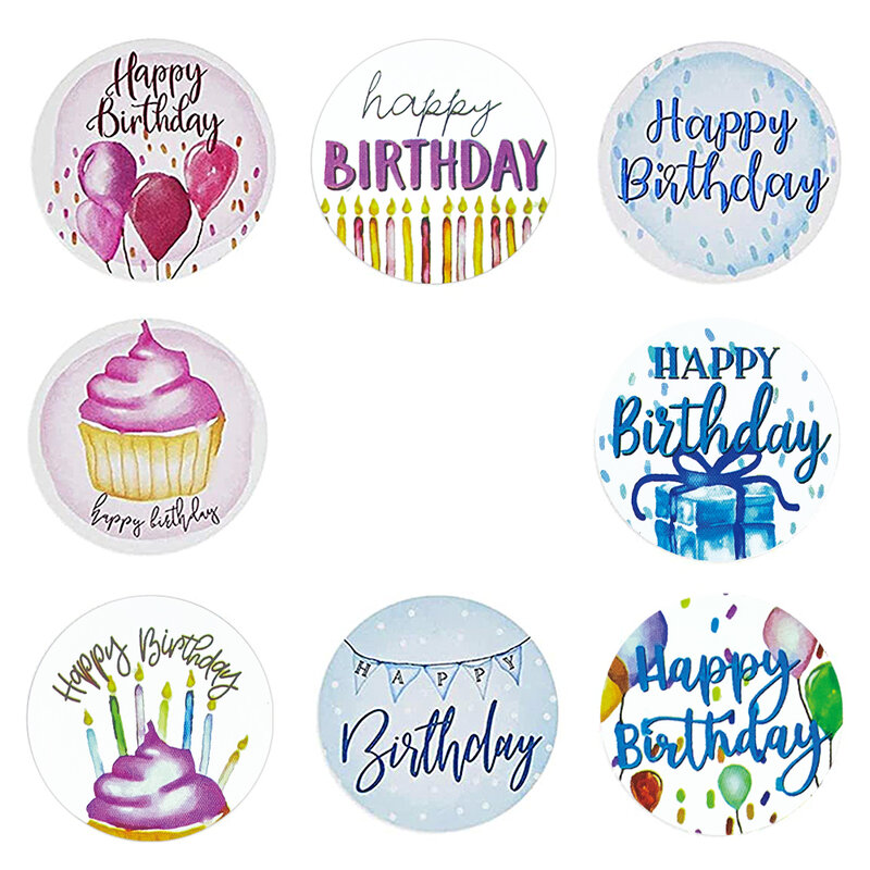 500pcs Happy Birthday Stickers Gift Packaging Sealing Label DIY Party Decoration Self-adhesive Handmade Stationery Sticker
