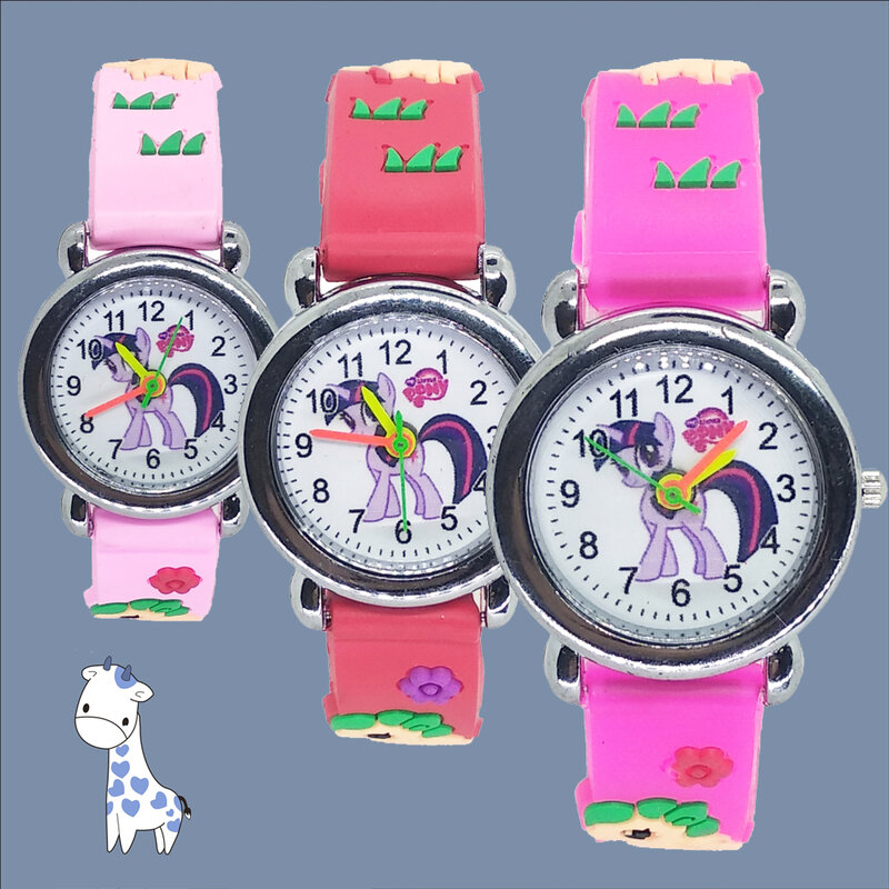 Bonito pony meninos relógio de couro da criança relógios pouco amarelo homem relógio crianças relógios de pulso menina relógios para crianças presente # d017