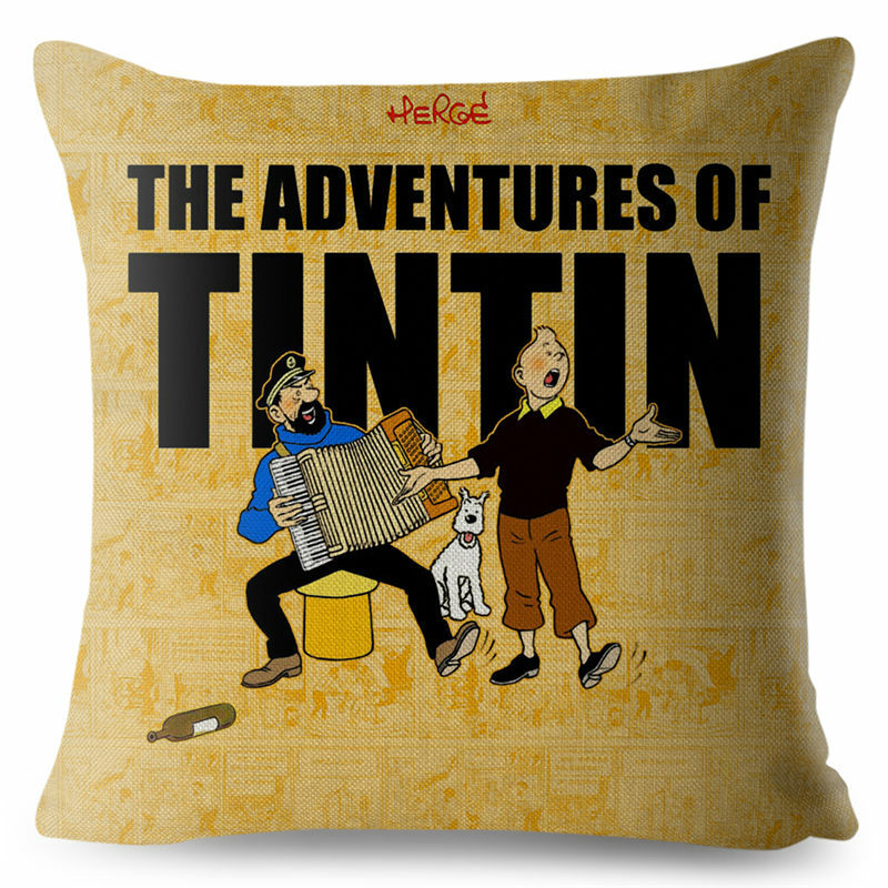 Poszewka na poduszkę komiks przygody Tintin poduszka z nadrukiem rzuć poszewka tekstylna lniana poszewka na poduszkę dekoracje na sofę do domu poszewki na poduszki