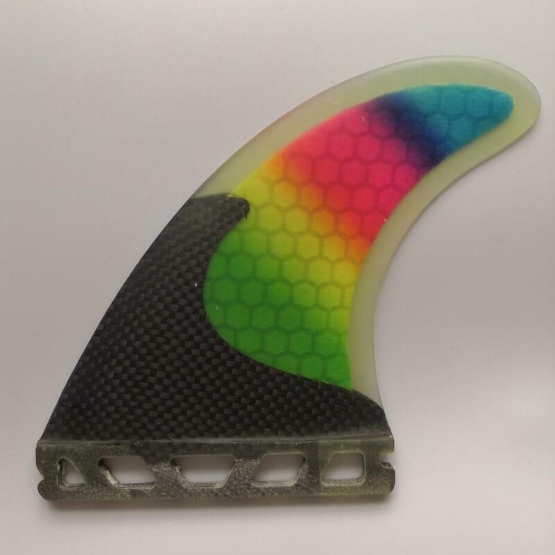 Planche de surf en fibre de verre colorée, aileron nid d'abeille vert orange propulseur futur FCS Future, taille G5, Accessoire de surf en carbone