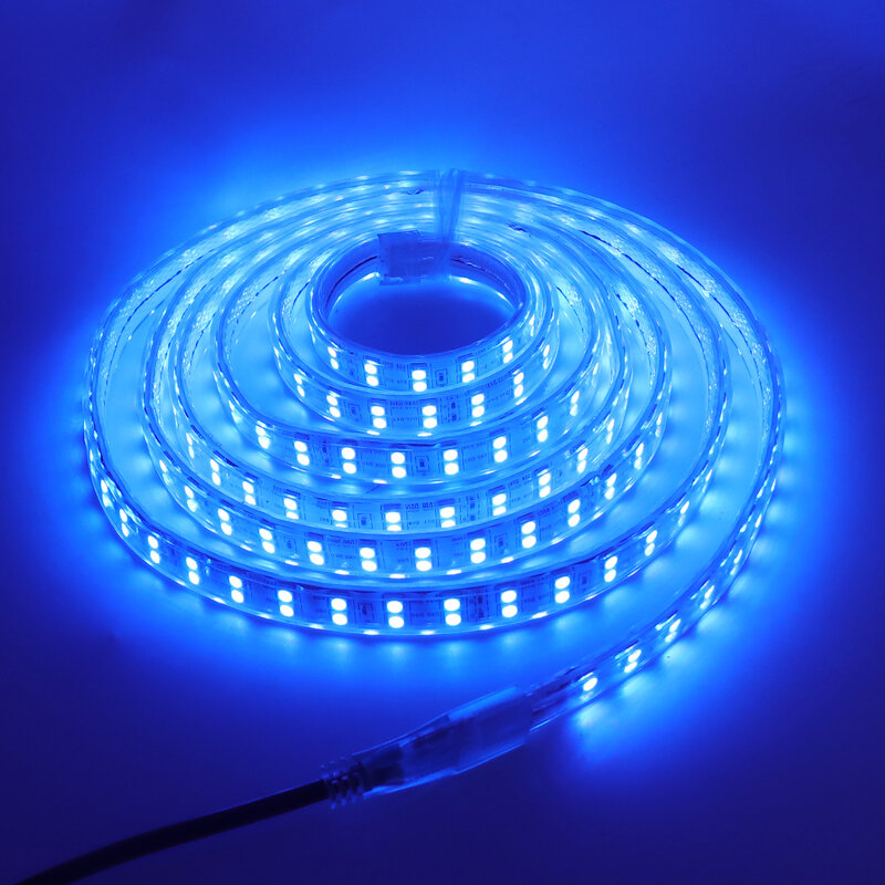120 led/m taśmy LED światła RGB 5050 220V RF dotykowy pilot Super jasny dwurzędowy wodoodporny przewód elastyczny płaski dekoracji wnętrz
