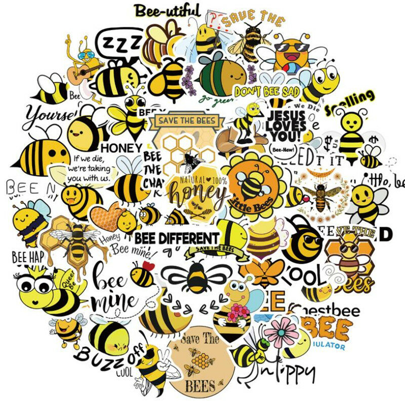 Adesivo de desenho animado de abelha motiva para crianças, livro de brinquedo personalizado para bagagem portátil à prova d'água 10/peças