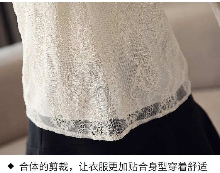جديد خريف 2021 فانوس كم طويل جديد الكورية Blusas المرأة الشيفون قميص الدانتيل زهرة البلوزات قميص المرأة بلوزة بلايز 809H