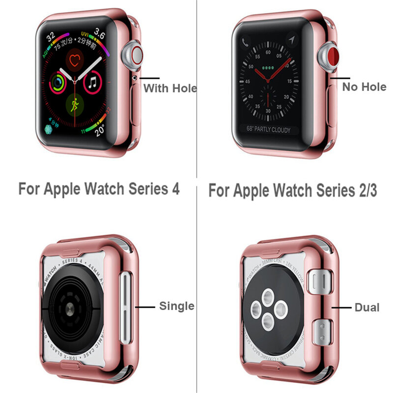 Funda de reloj para Apple Watch series 7, 6, 5, 4, 3, 2, funda de correa de 45mm, 41mm, 42mm, 38m, 40mm, 44mm, todo incluido, Protector de funda delgada