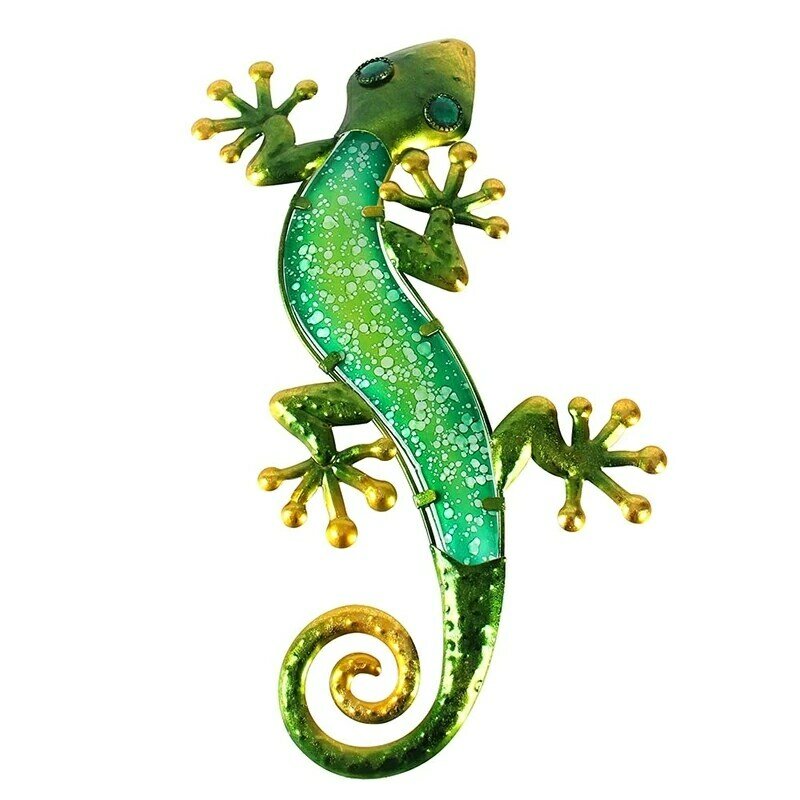 Metal Gecko Wall Decoration Artwork for Garden Outdoor Statues Miniatures Accessories and Sculpture