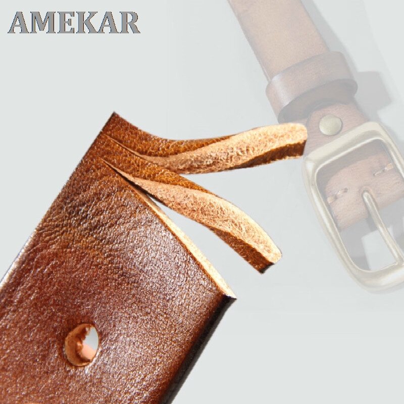 Cinturón de cuero genuino para hombre, cinturón ancho Retro de lujo hecho a mano, con hebilla de aguja, para negocios, nuevo regalo, 2022