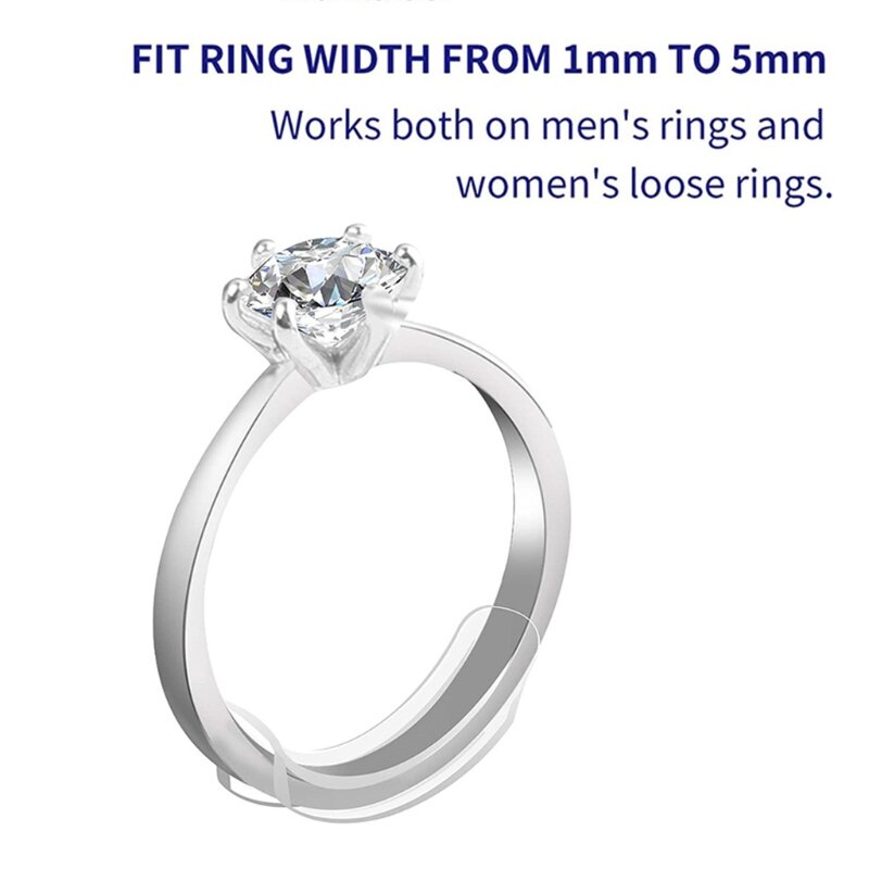 Anel redutor de anéis soltos, 8 tamanhos de silicone, invisível, tampa do anel, ajustador de tamanho, compatível com todos os anéis, ferramentas de joalheria