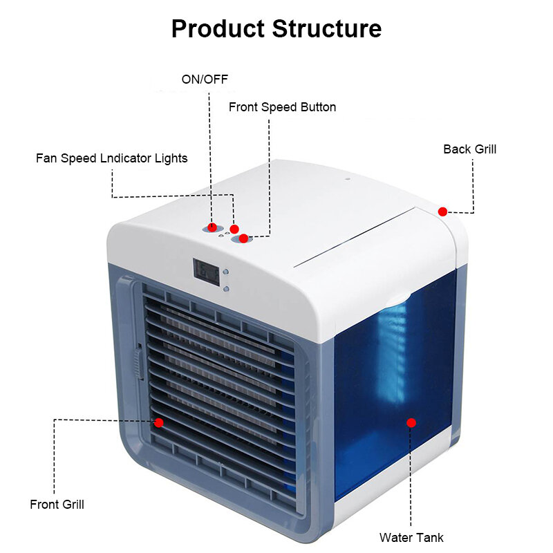 Humidificador purificador de aire acondicionado, Mini ventilador de escritorio portátil, conveniente, Usb