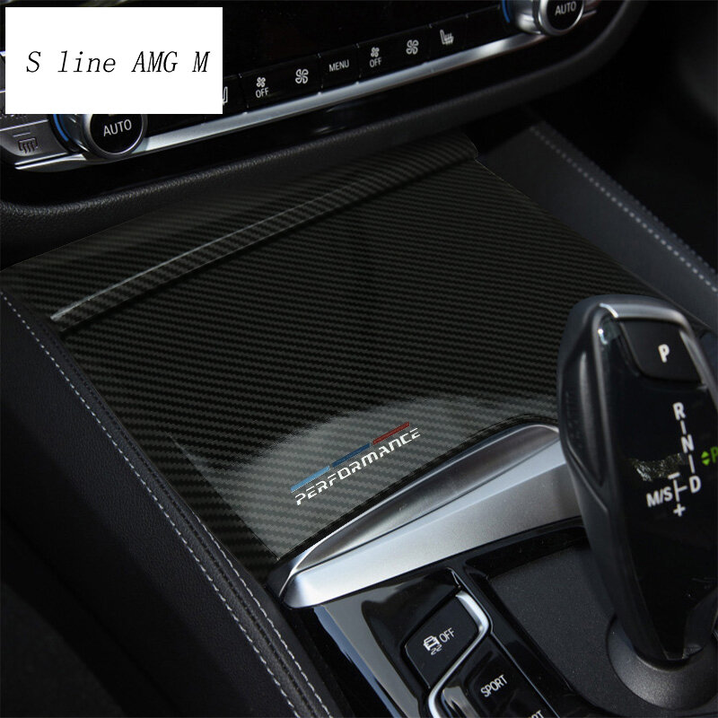 غطاء مقبض من ألياف الكربون للوسائط المتعددة ، ملحق داخلي للسيارة ، M ، أداء ، ملصق ، تقليم ، لسيارات BMW 5 Series G30 G38