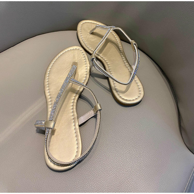 Sandálias femininas clip toe senhoras sapatos t-amarrado tornozelo cinta tamanho grande femmes sandales praia casual feminino verão 2021 calçado novo