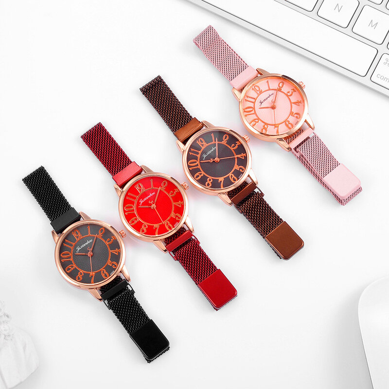 Luxury Digital Dial Women Watches Fashion Rose Gold Silver Magnet Buckle Ladies Quartz Wristwatches Simple Female Watch Gifts