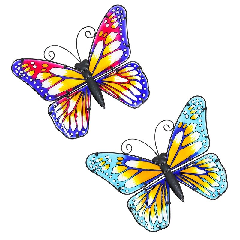 2 pezzi farfalla colorata della decorazione murale per la casa e il giardino decorazioni per esterni statue miniature sculture animali