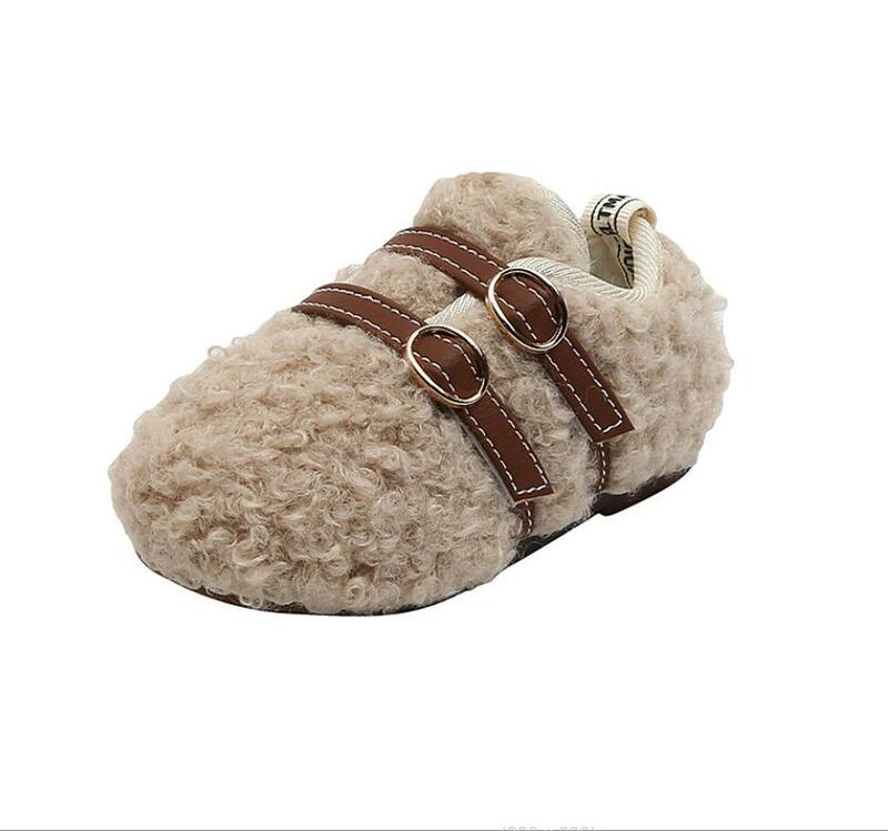 Zapatos cálidos suaves y sólidos para bebé, zapatillas de princesa de terciopelo, Wz505, novedad, Invierno